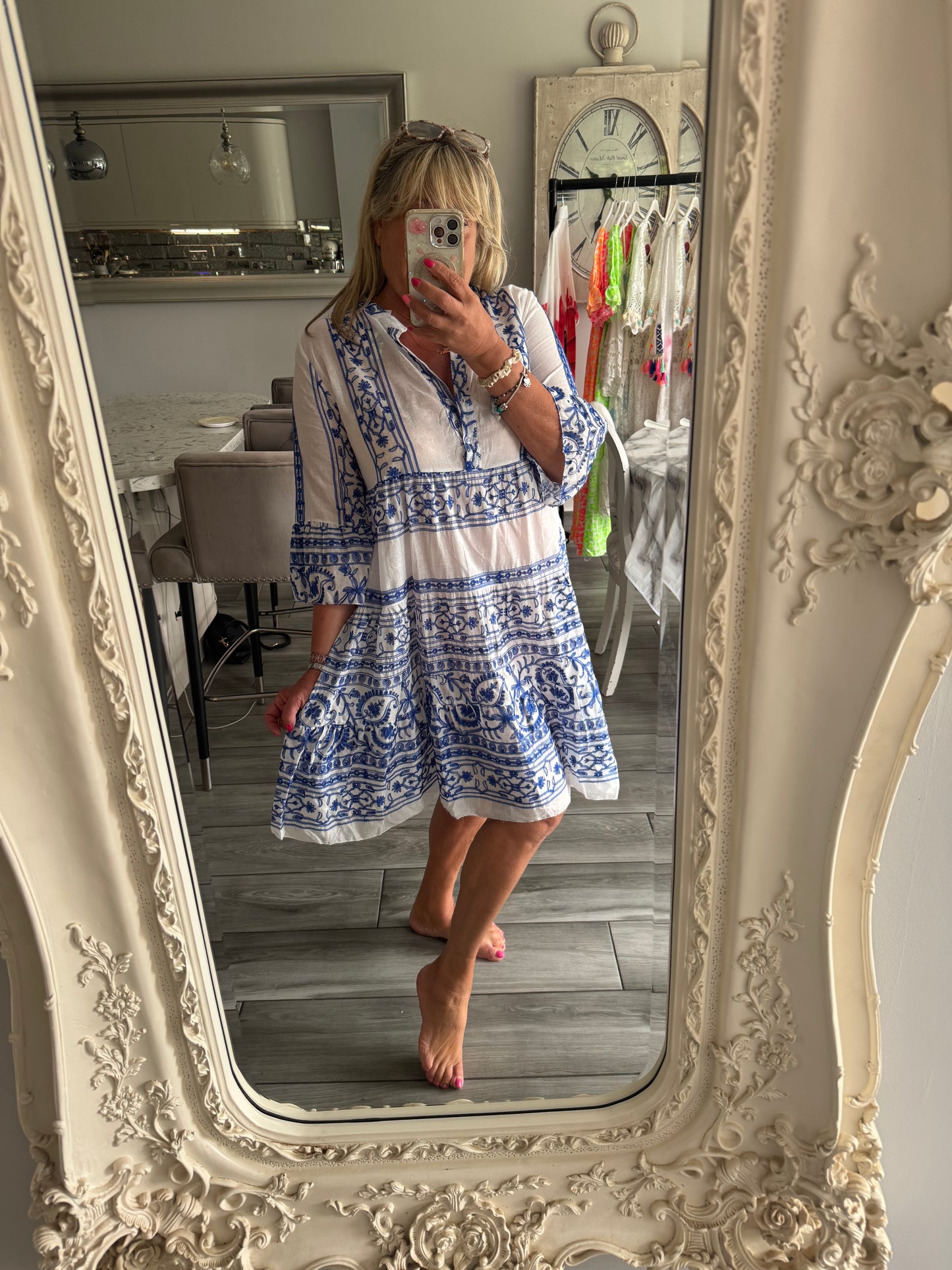 Negroni china blue stitch dress