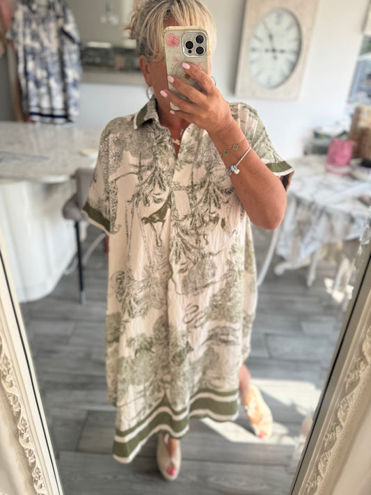 Carina khaki oversize dress with pockets