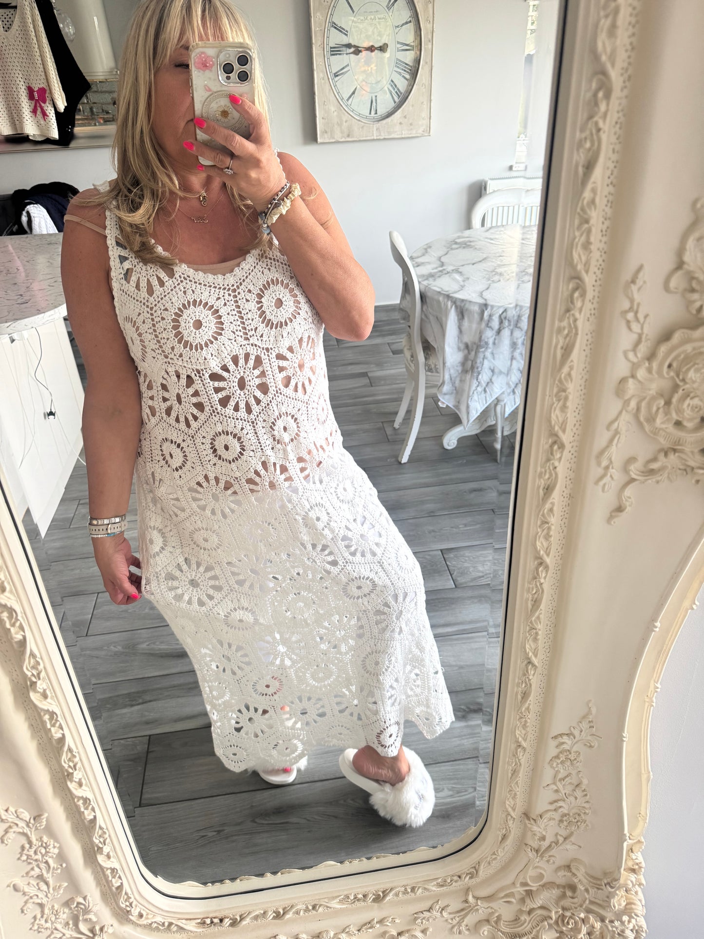 Amanda maxi crochet vest dress