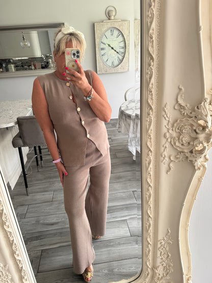 Evelyn waistcoat wide leg trouser set