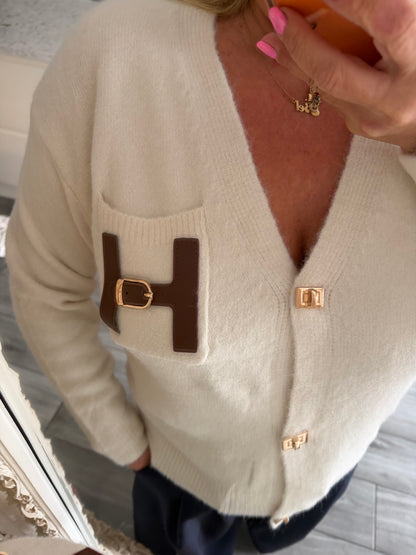 Tina H buckle detail cardigan with popper closure