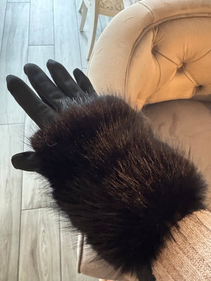 Francine suedette and faux fur gloves