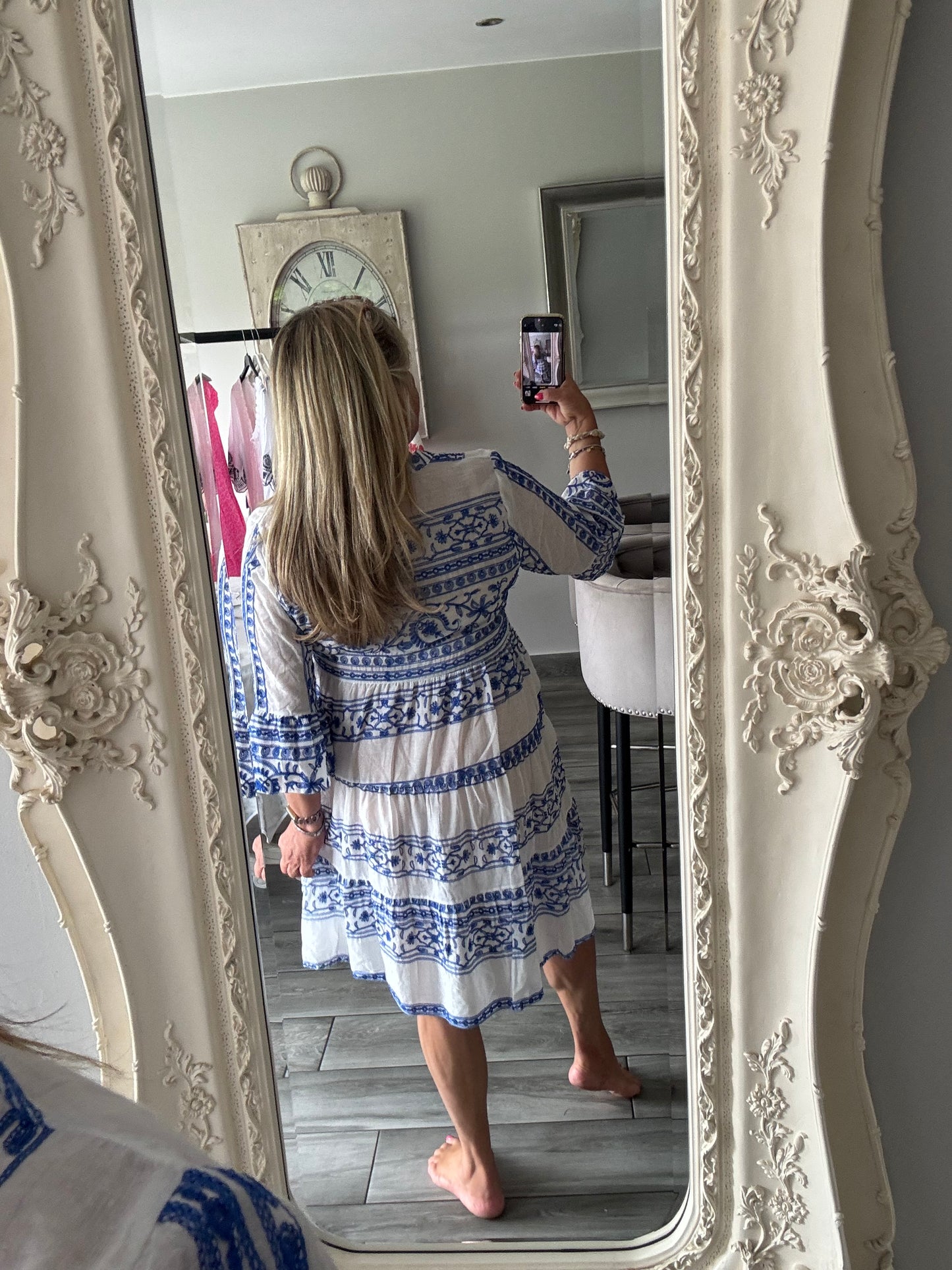 Negroni china blue stitch dress