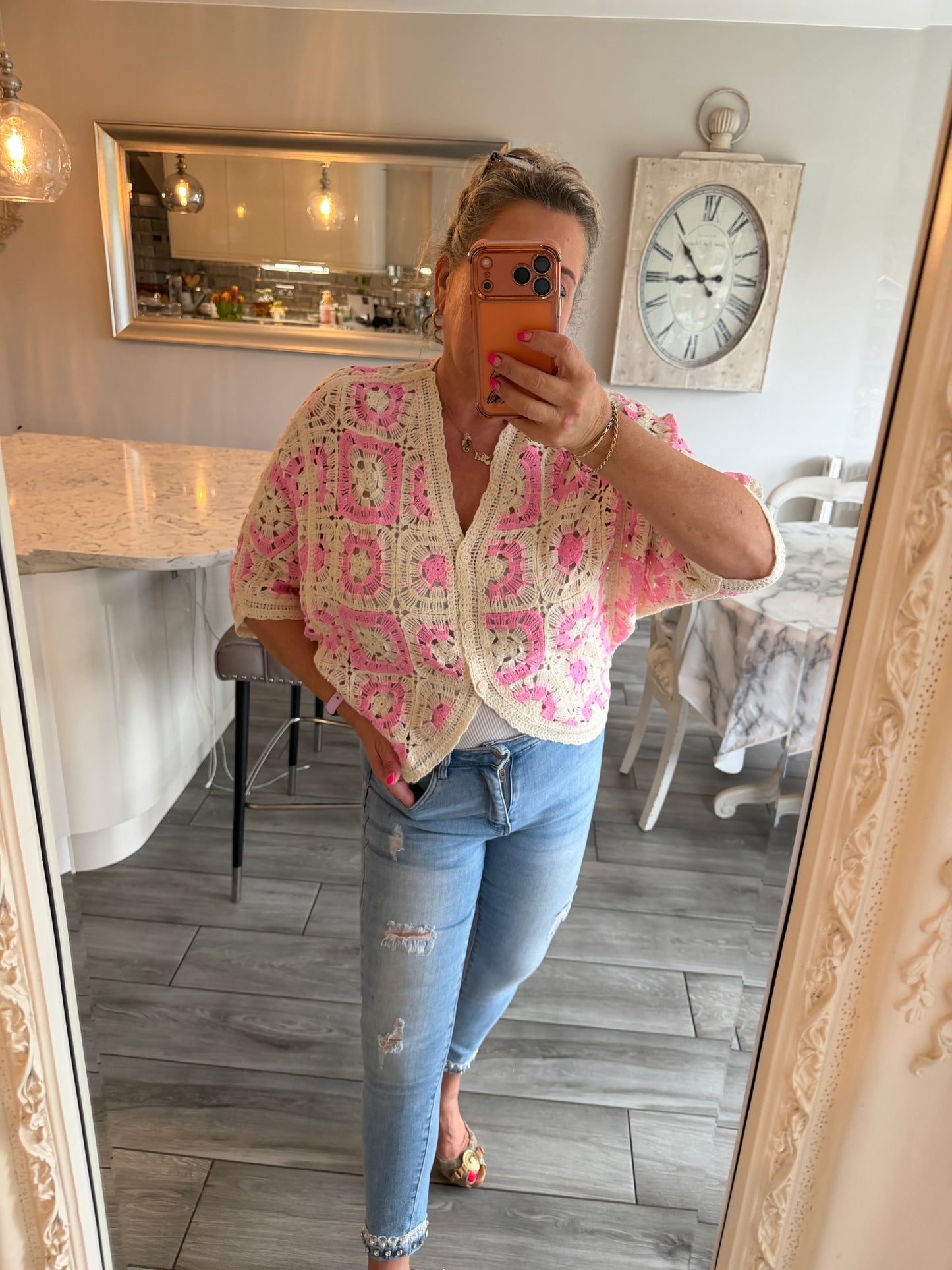 Antigua crochet cardigan top 100% cotton