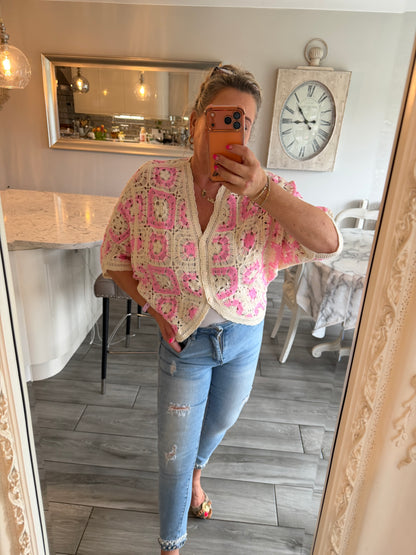 Antigua crochet cardigan top 100% cotton