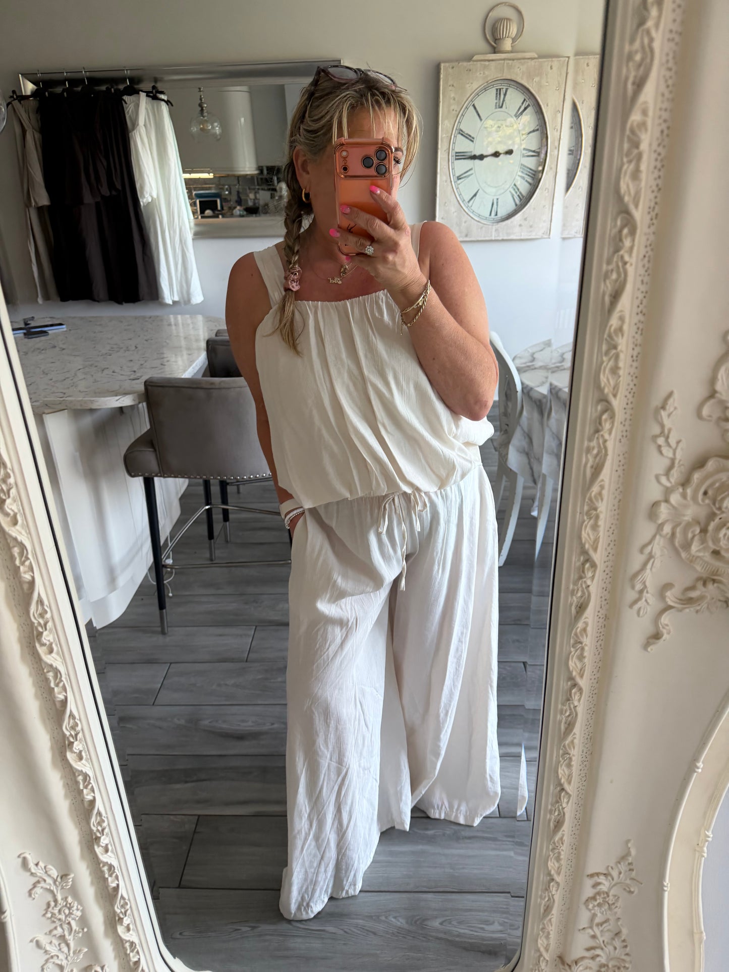 Sydney wide leg 2 piece set bubble vest top