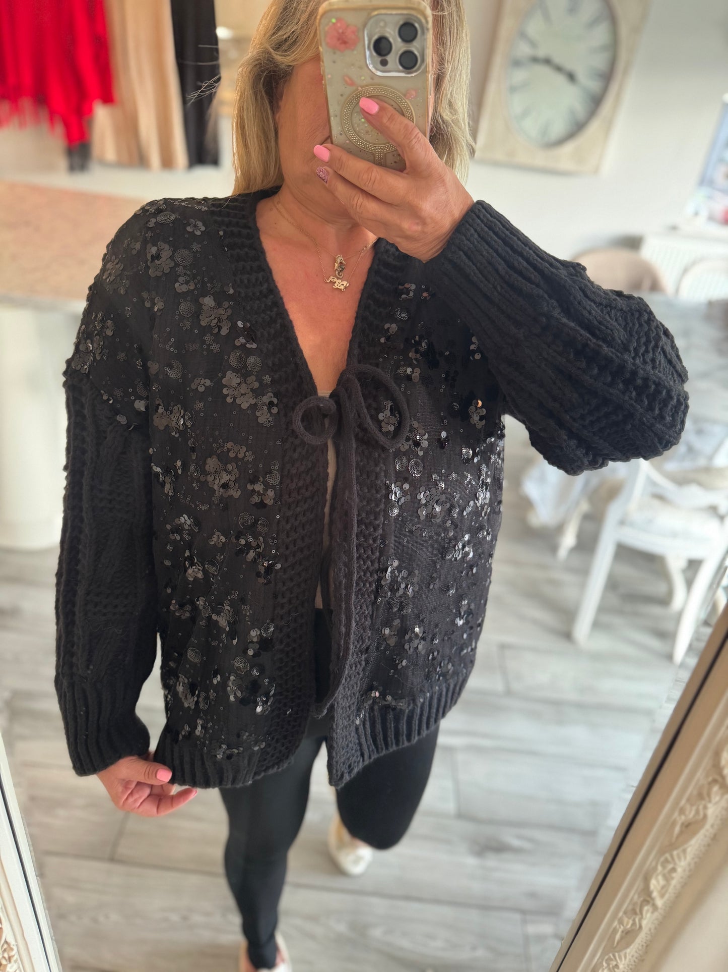 Bella Thick Knit Sequin cardigan