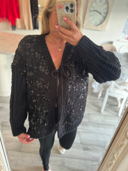Bella Thick Knit Sequin cardigan