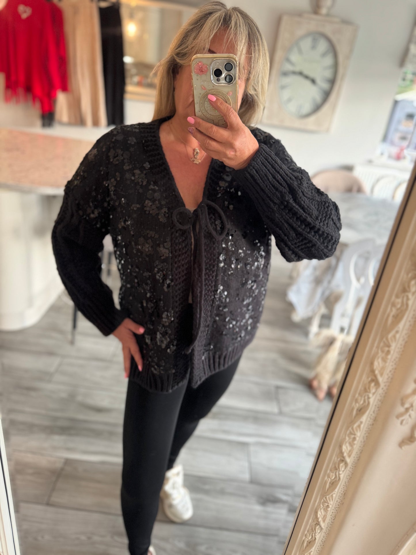 Bella Thick Knit Sequin cardigan