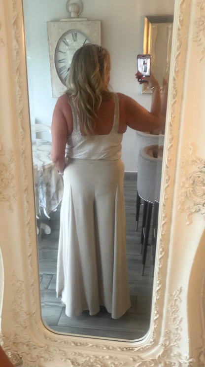 Donna belted wide leg palazzo trousers