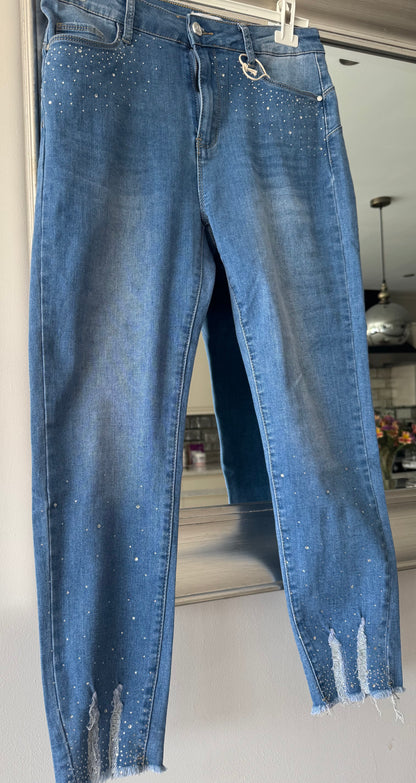 Sienna push up stretch jeans with crystal detail