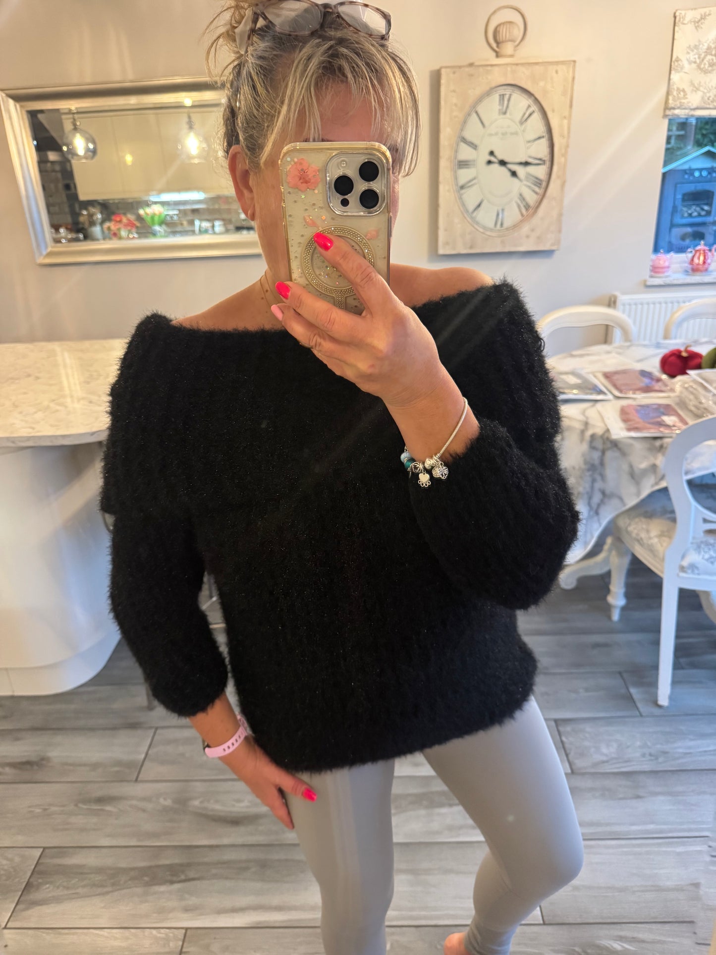 Chantelle off shoulder fluffy jumper