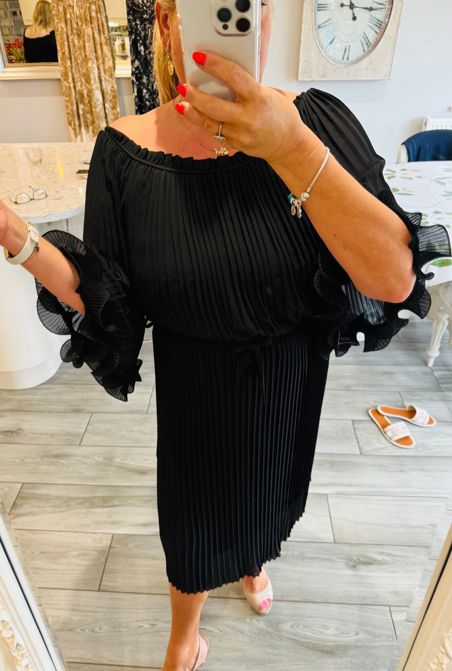 Lucinda Plisse Midi Dress