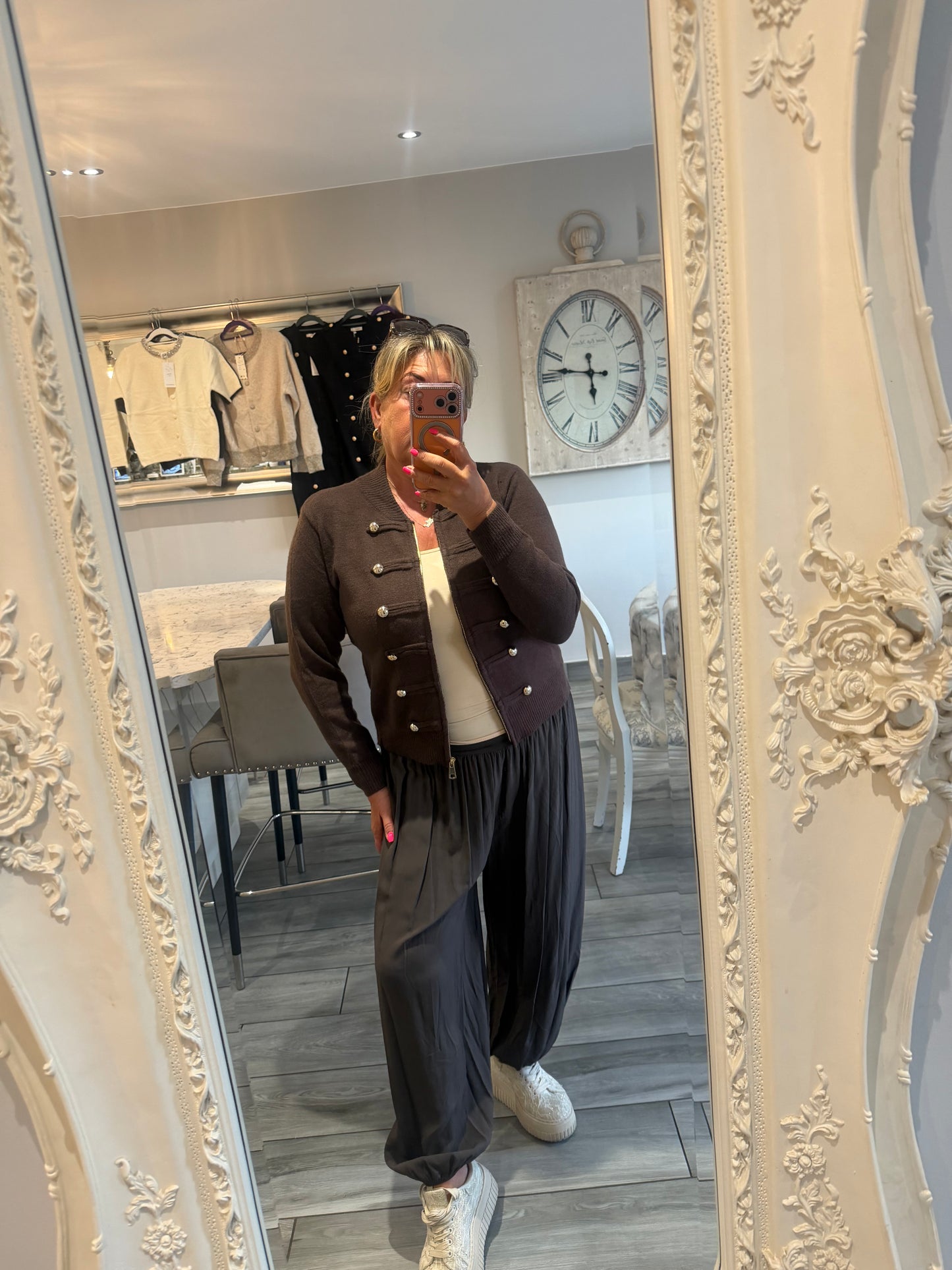 Tina military style zip cardigan/jumper