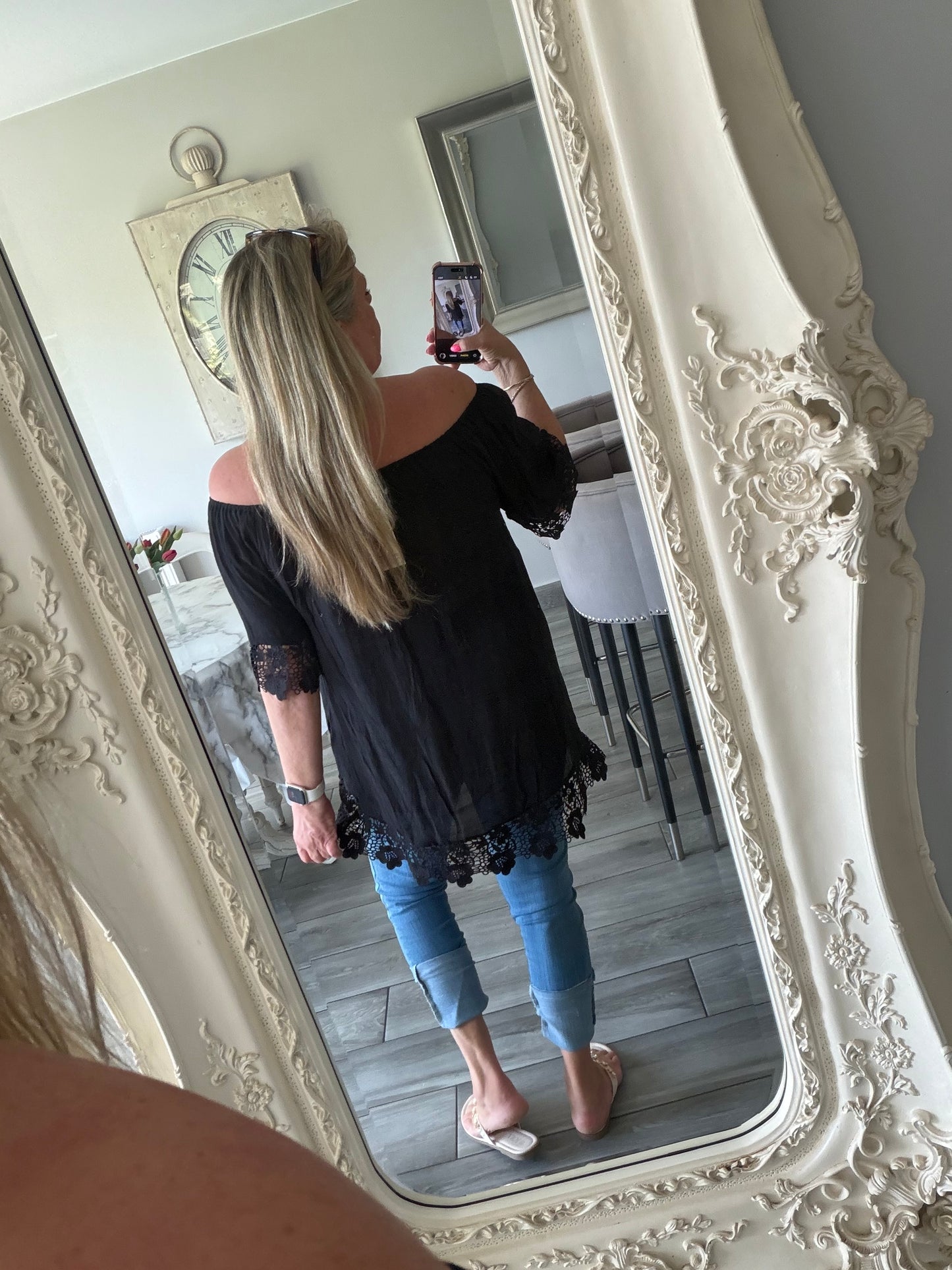 Arabella Bardot top with sequins