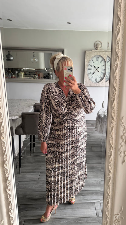 Charlotte wrap dress with plisse skirt