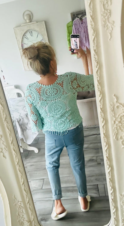 Georgia Crochet Short Open Cardi