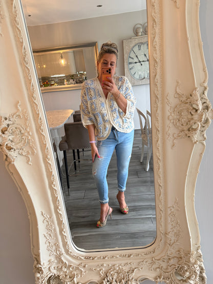 Antigua crochet cardigan top 100% cotton