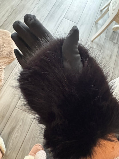 Francine suedette and faux fur gloves