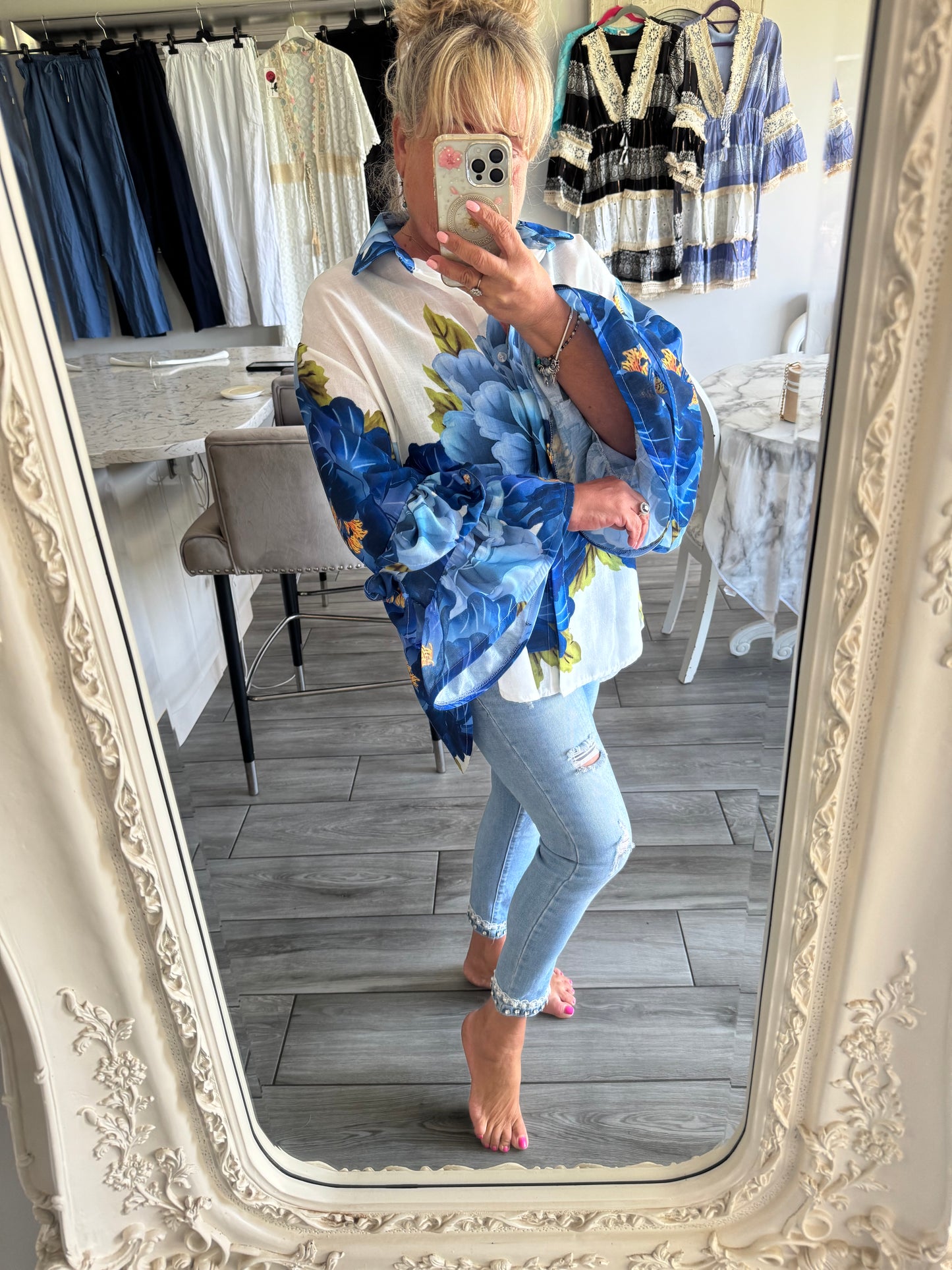 Kirsty frill sleeve oversize shirt