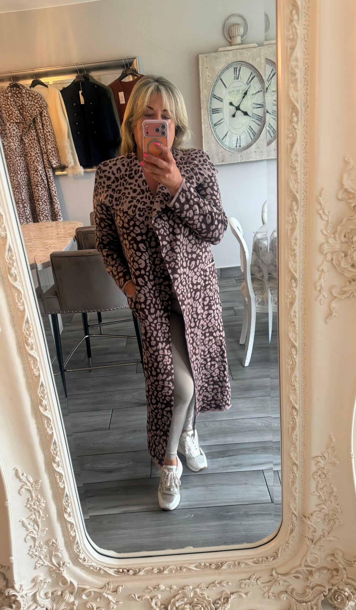 Laura Open cardigan leopard print with pockets