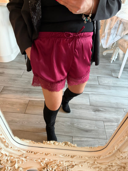 Faye satin lace shorts