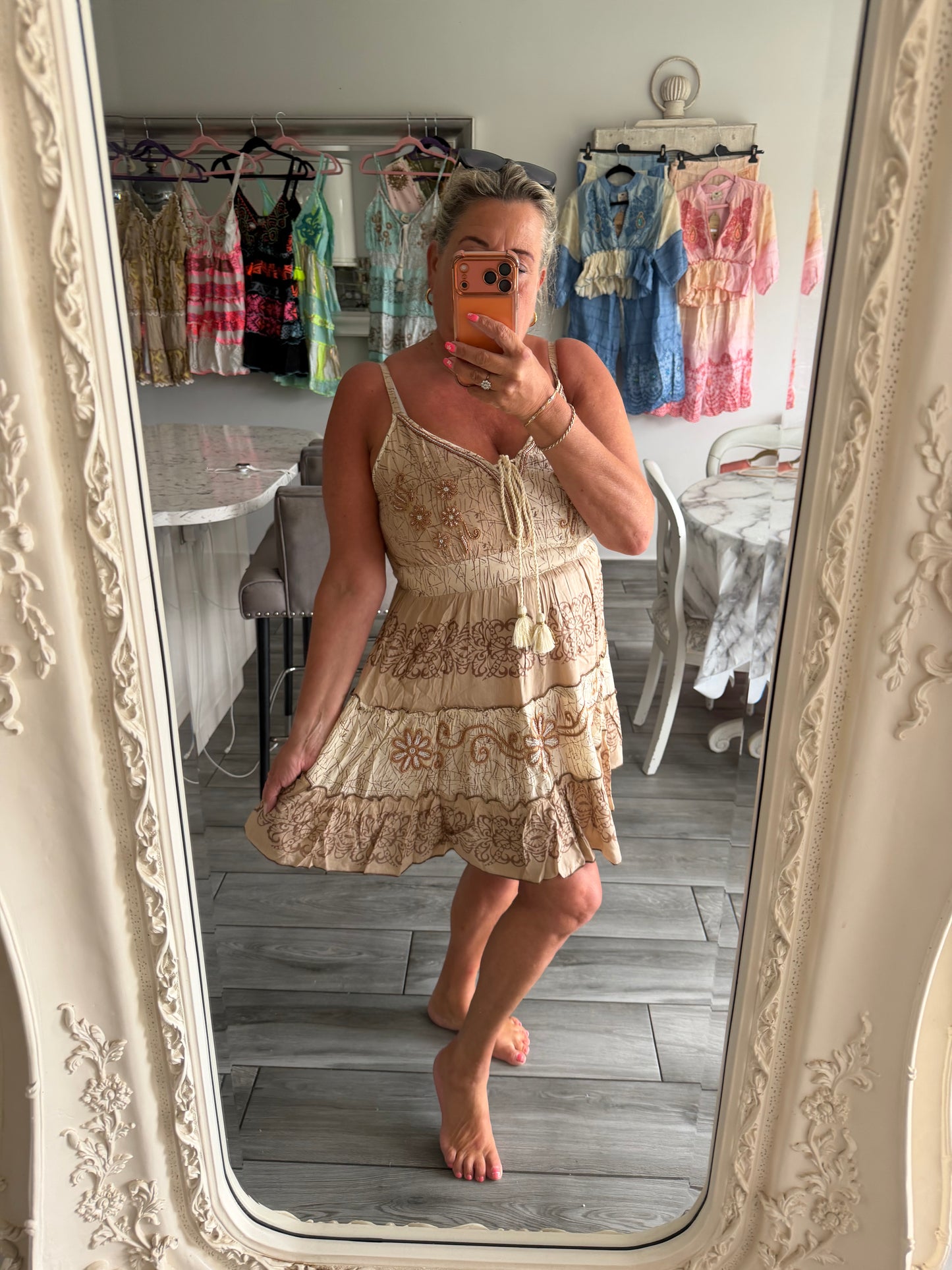 Violets strappy dress with pretty embellished details