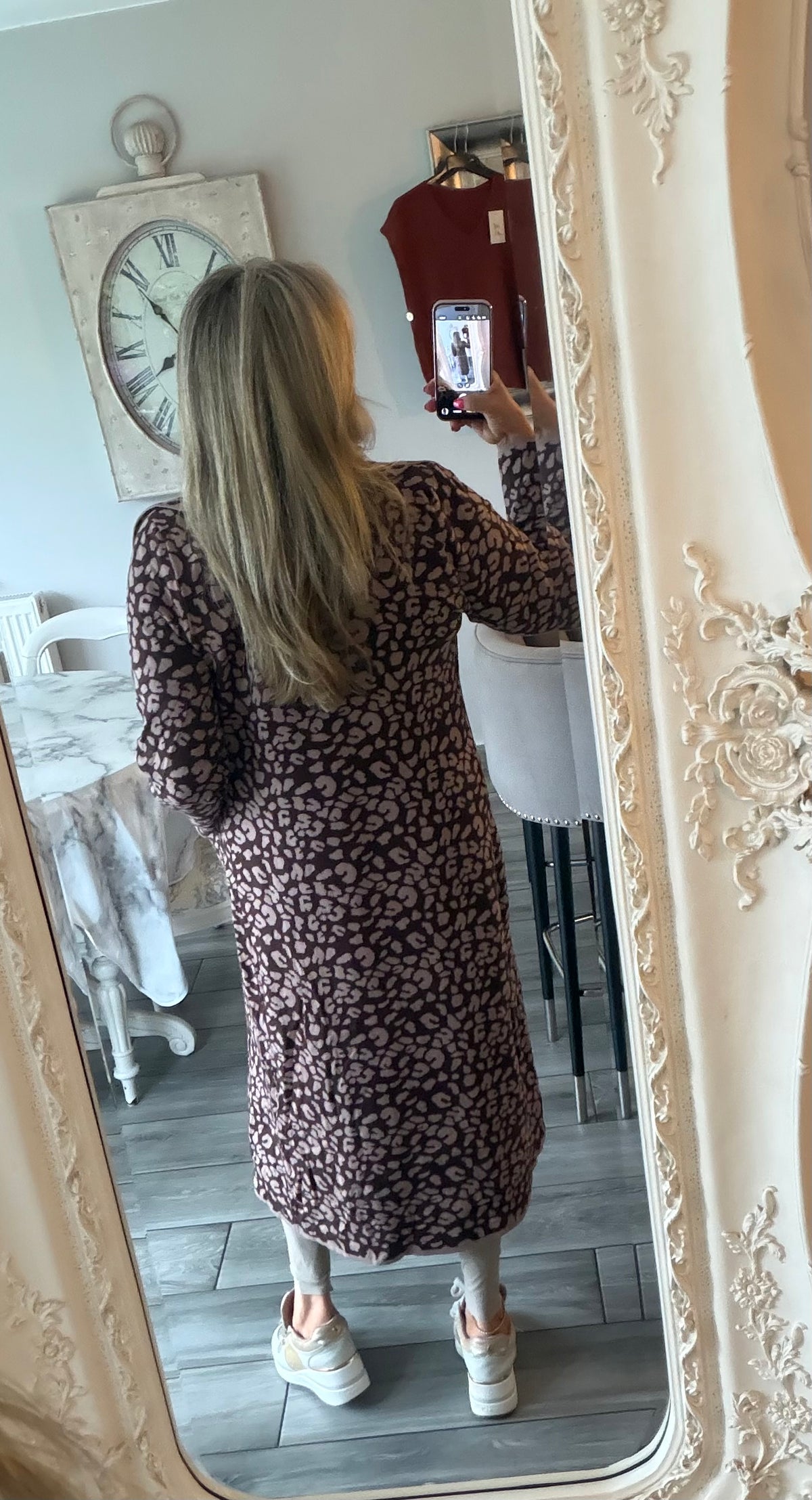 Laura Open cardigan leopard print with pockets