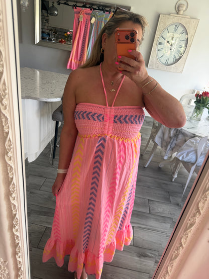 Monica Shirred top cotton mix sundress