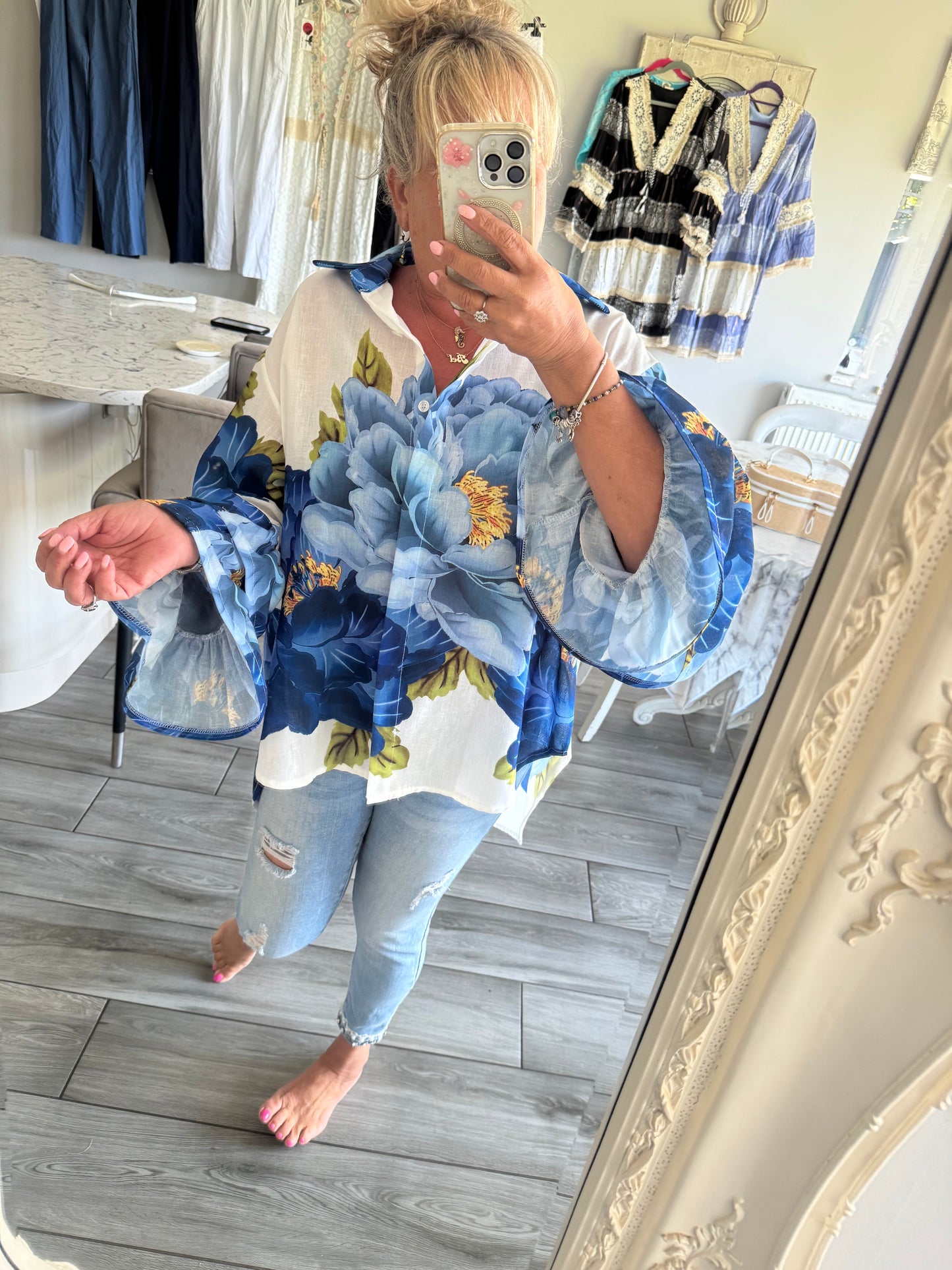 Kirsty frill sleeve oversize shirt