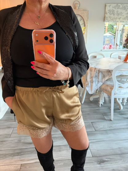 Faye satin lace shorts