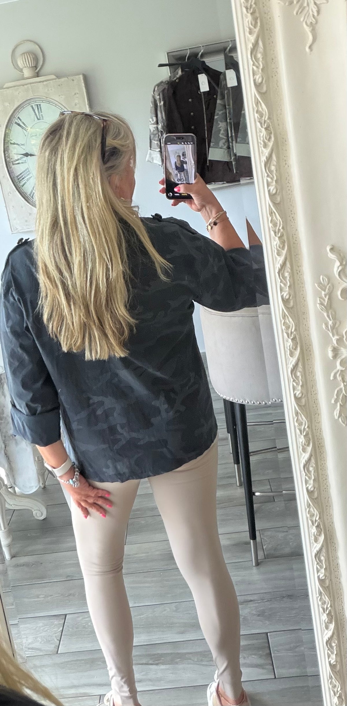Maggie camo military style zip close lightweight jacket