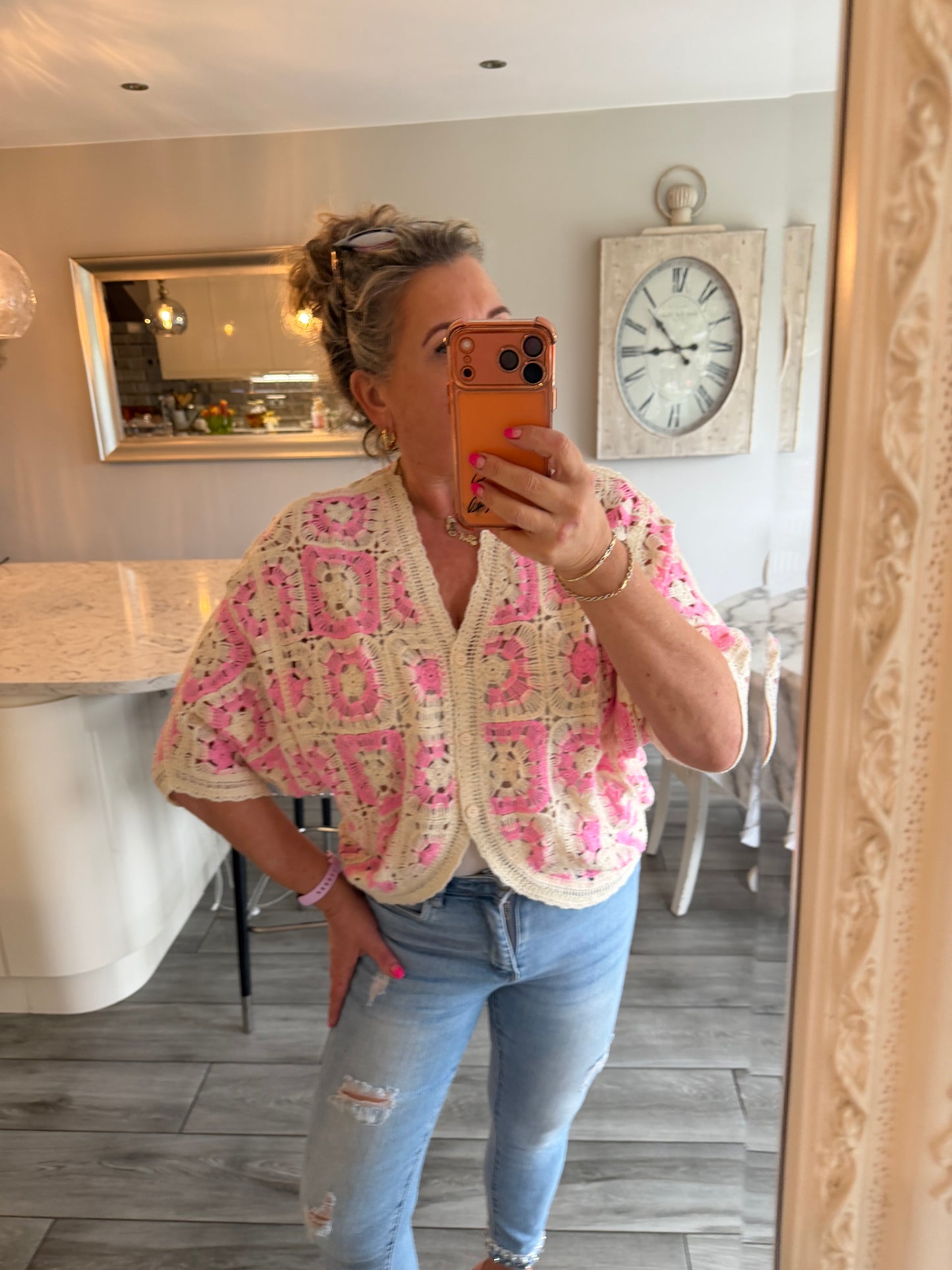 Antigua crochet cardigan top 100% cotton