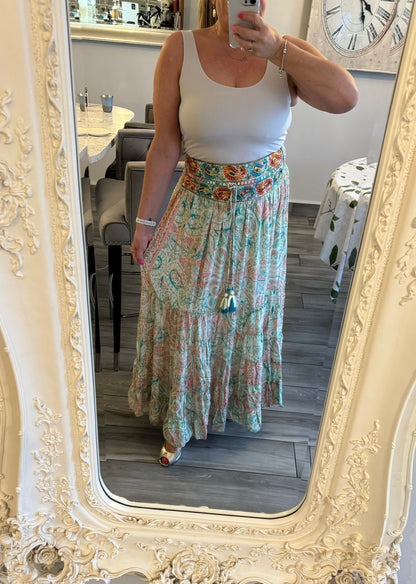 Belli Silk Boho Maxi Silk Skirt