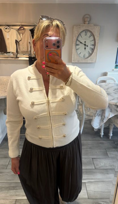 Tina military style zip cardigan/jumper