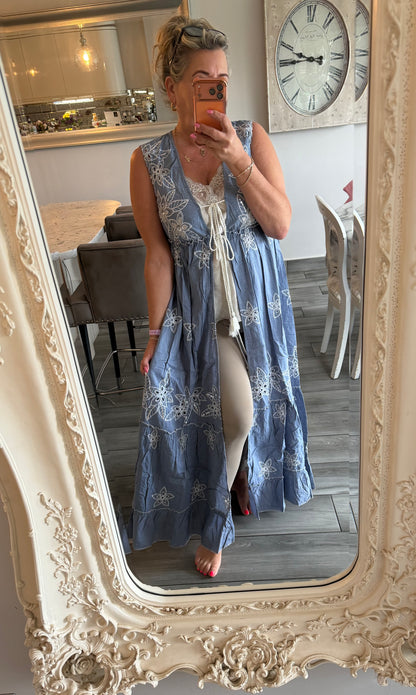 Netta sleeveless open dress with tassel ties