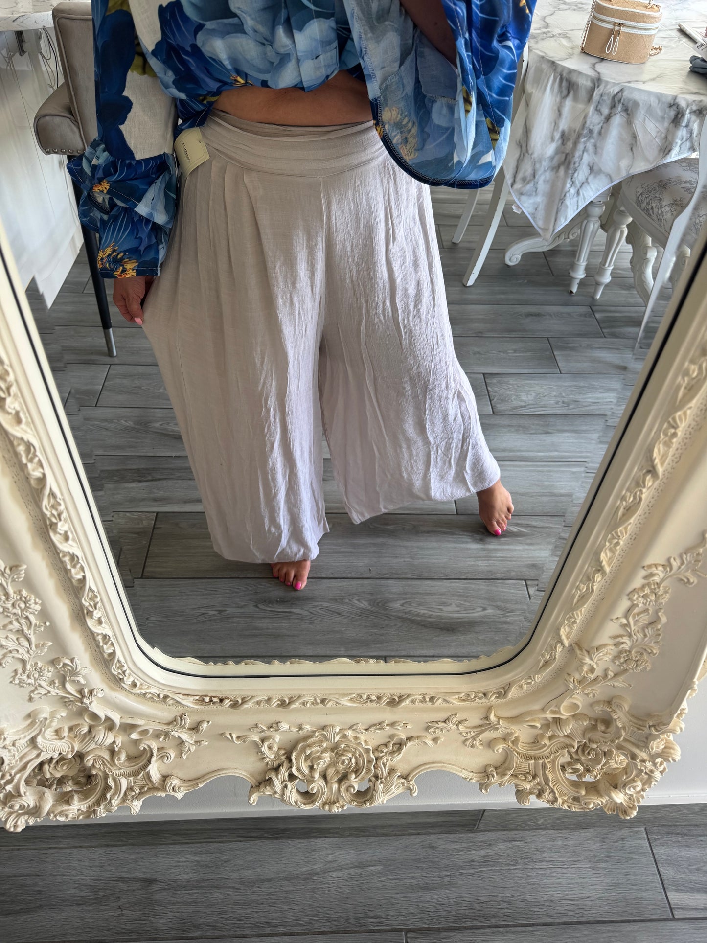 Sydney wide leg floaty Elasticated wide waistband trousers