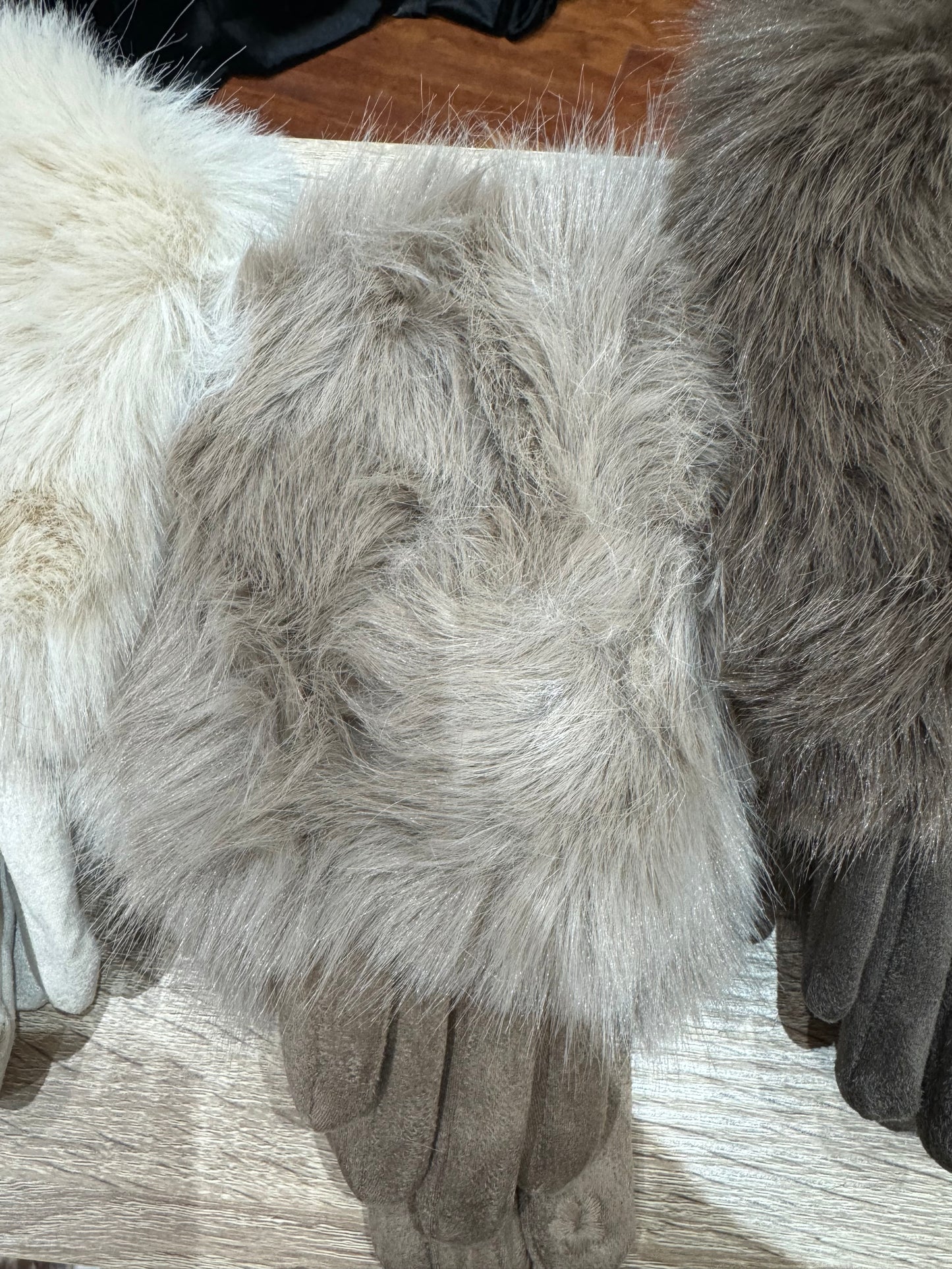 Francine suedette and faux fur gloves