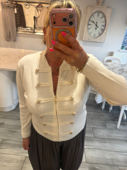 Tina military style zip cardigan/jumper