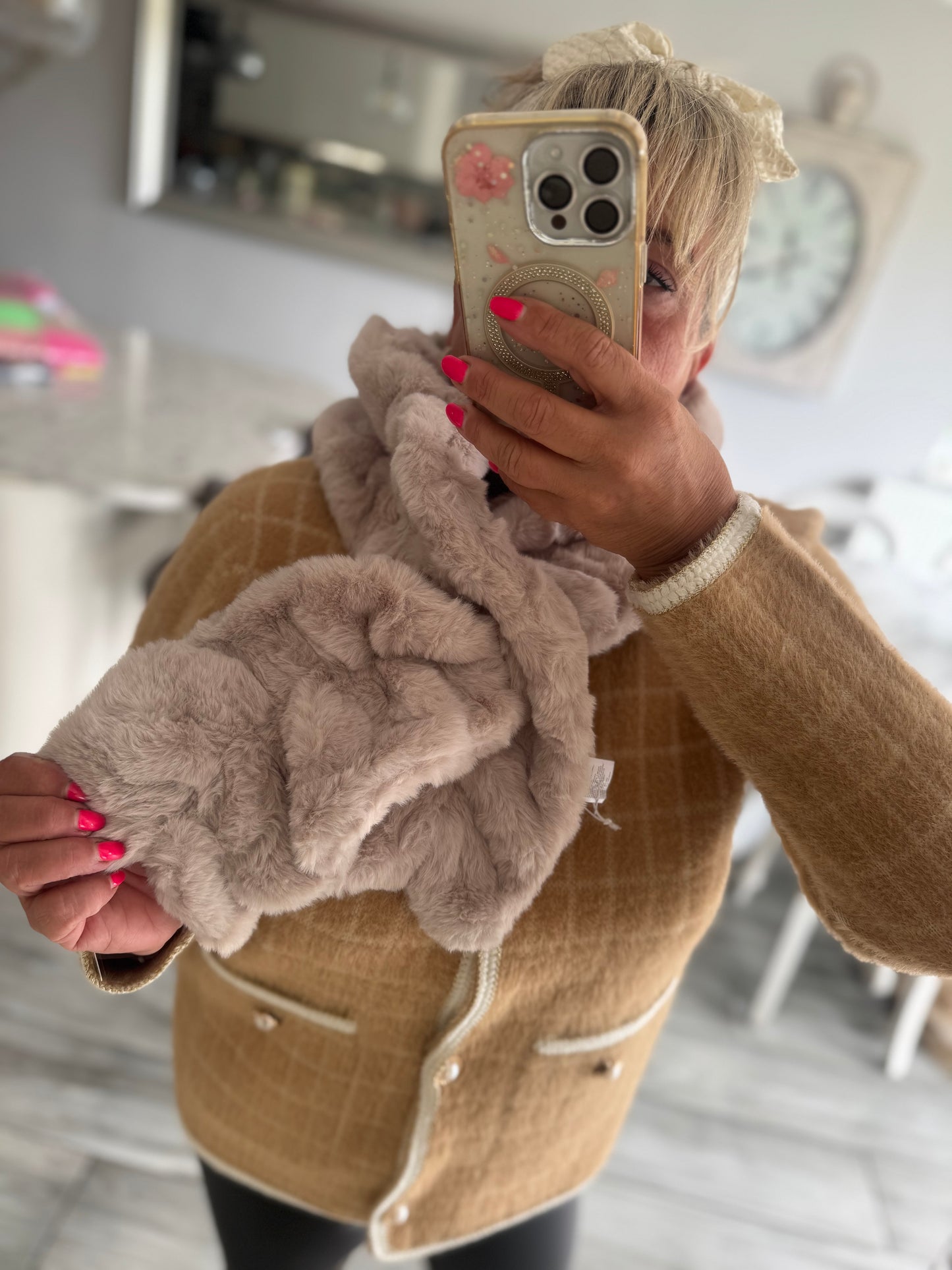 Bellalina Luxury Scrunch super soft faux fur scarf by Alex Max