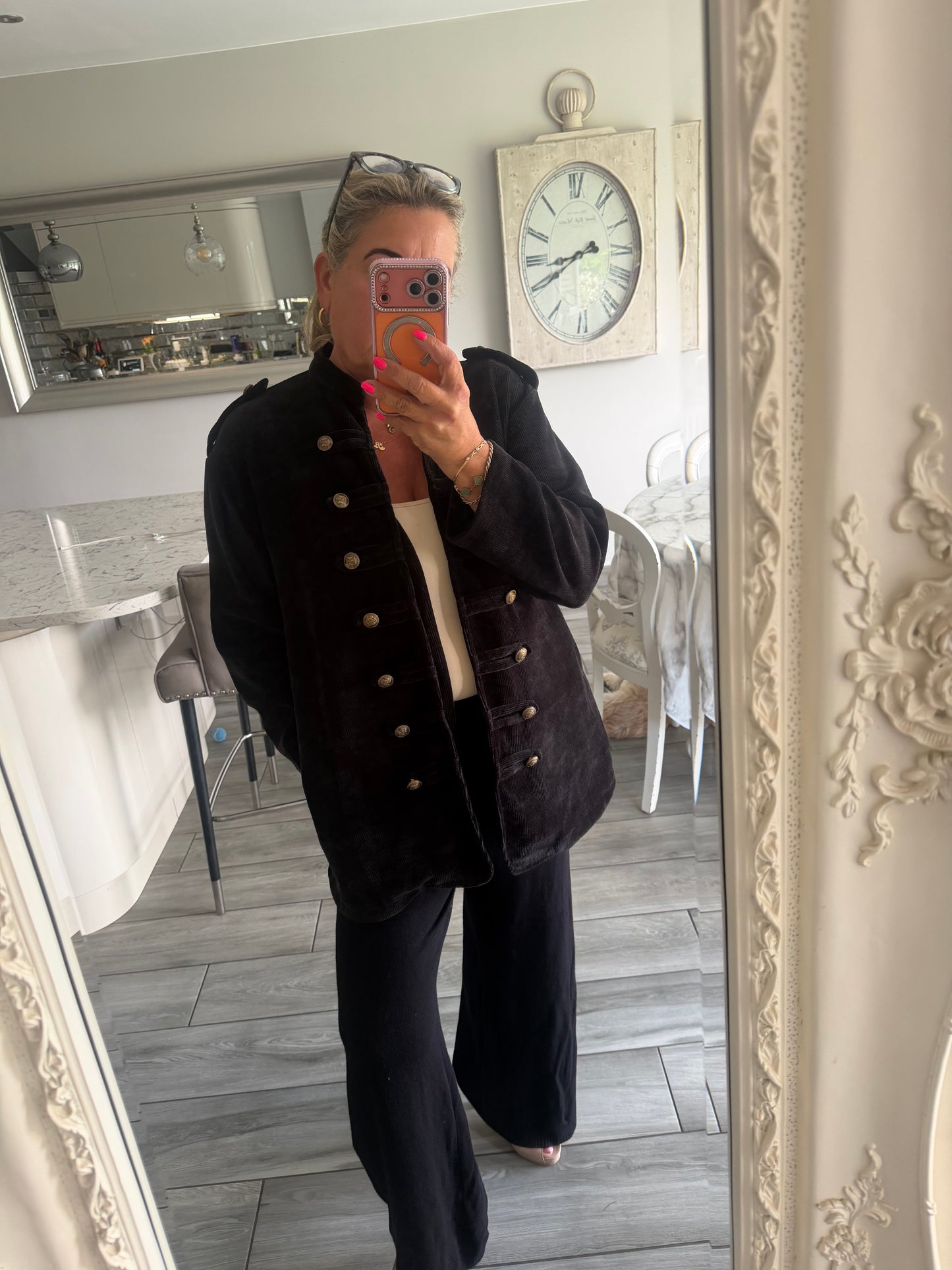 Betty needlecord open jacket military style