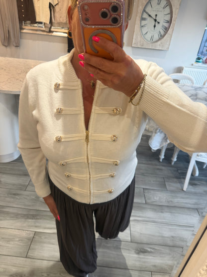 Tina military style zip cardigan/jumper
