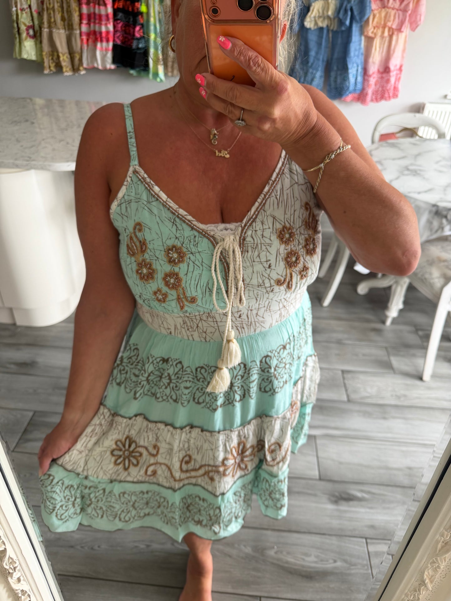 Violets strappy dress with pretty embellished details