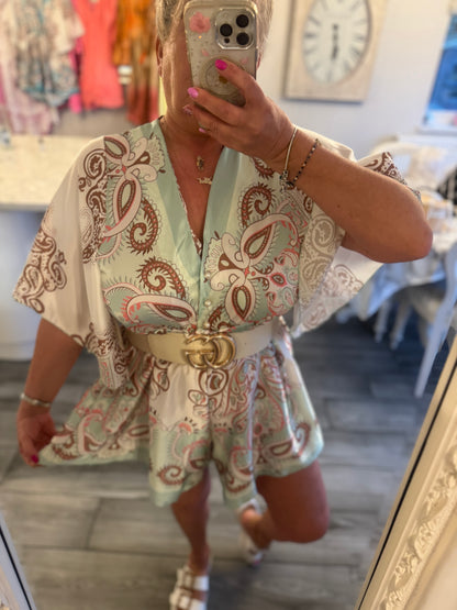 Athens satin playsuit