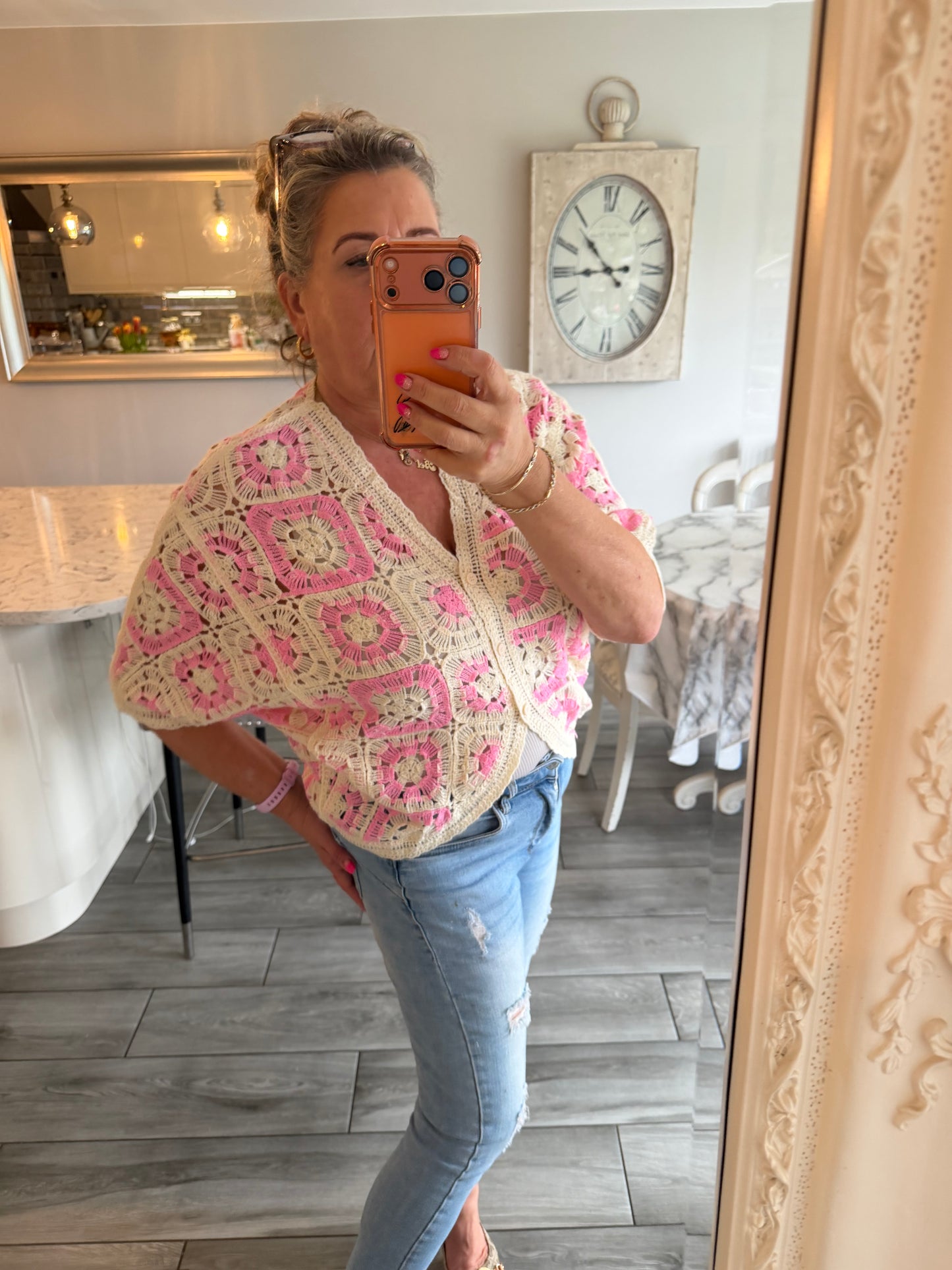 Antigua crochet cardigan top 100% cotton