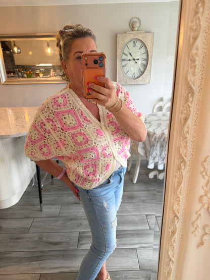 Antigua crochet cardigan top 100% cotton