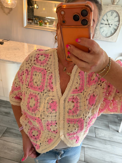 Antigua crochet cardigan top 100% cotton