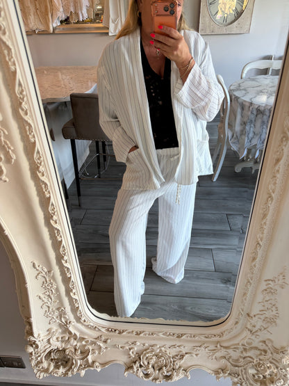 Patricia wide leg pinstripe Elasticated waist trousers