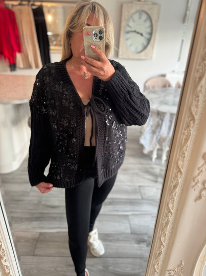 Bella Thick Knit Sequin cardigan
