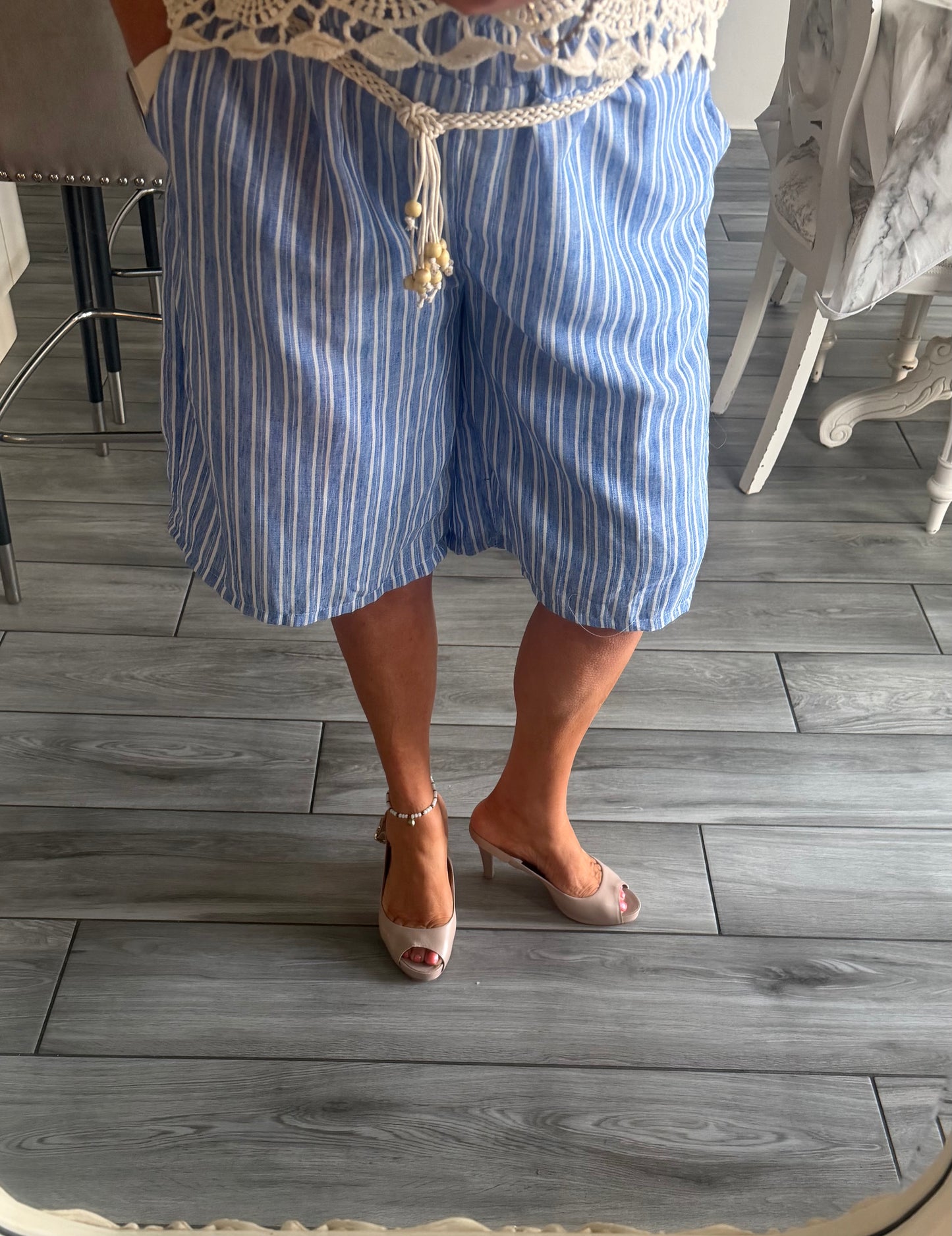 Patty long stripe shorts with loose belt